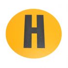 Magazijn vloersticker - Ø 19 cm - geel / zwart - Letter H