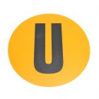 Magazijn vloersticker - Ø 19 cm - geel / zwart - Letter U