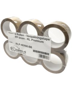 6 Rollen - Verpakkingstape PP bruin - RL Premium